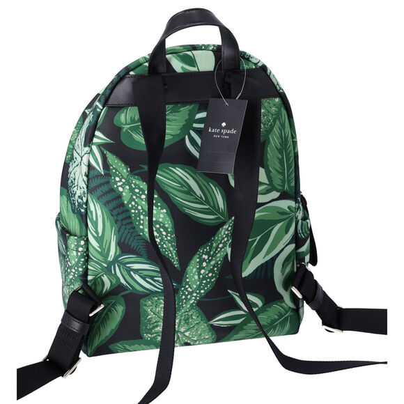 Kate Spade Chelsea Green Fern Foliage Leaves Print Nylon Backpack KH414 - Picture 3 of 4
